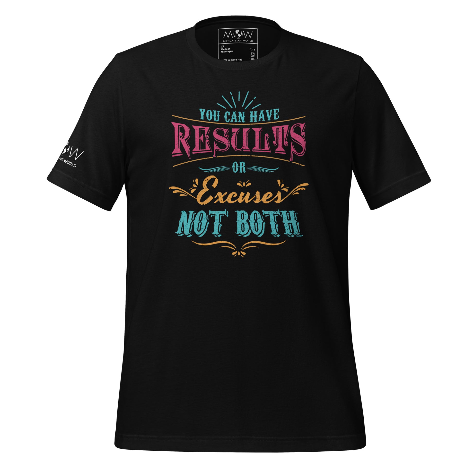 Results or Excuses Men's Motivational Black T-Shirt