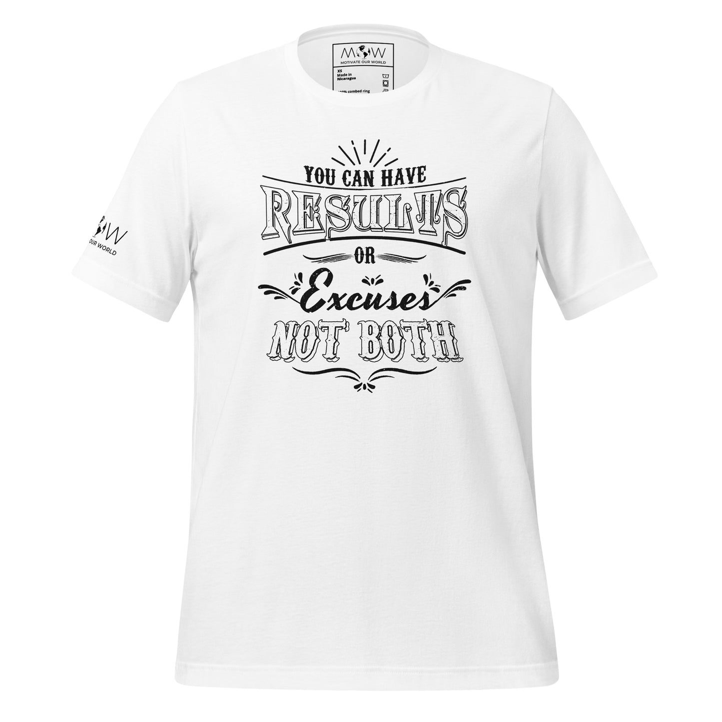 Results or Excuses Men's Motivational White T-Shirt