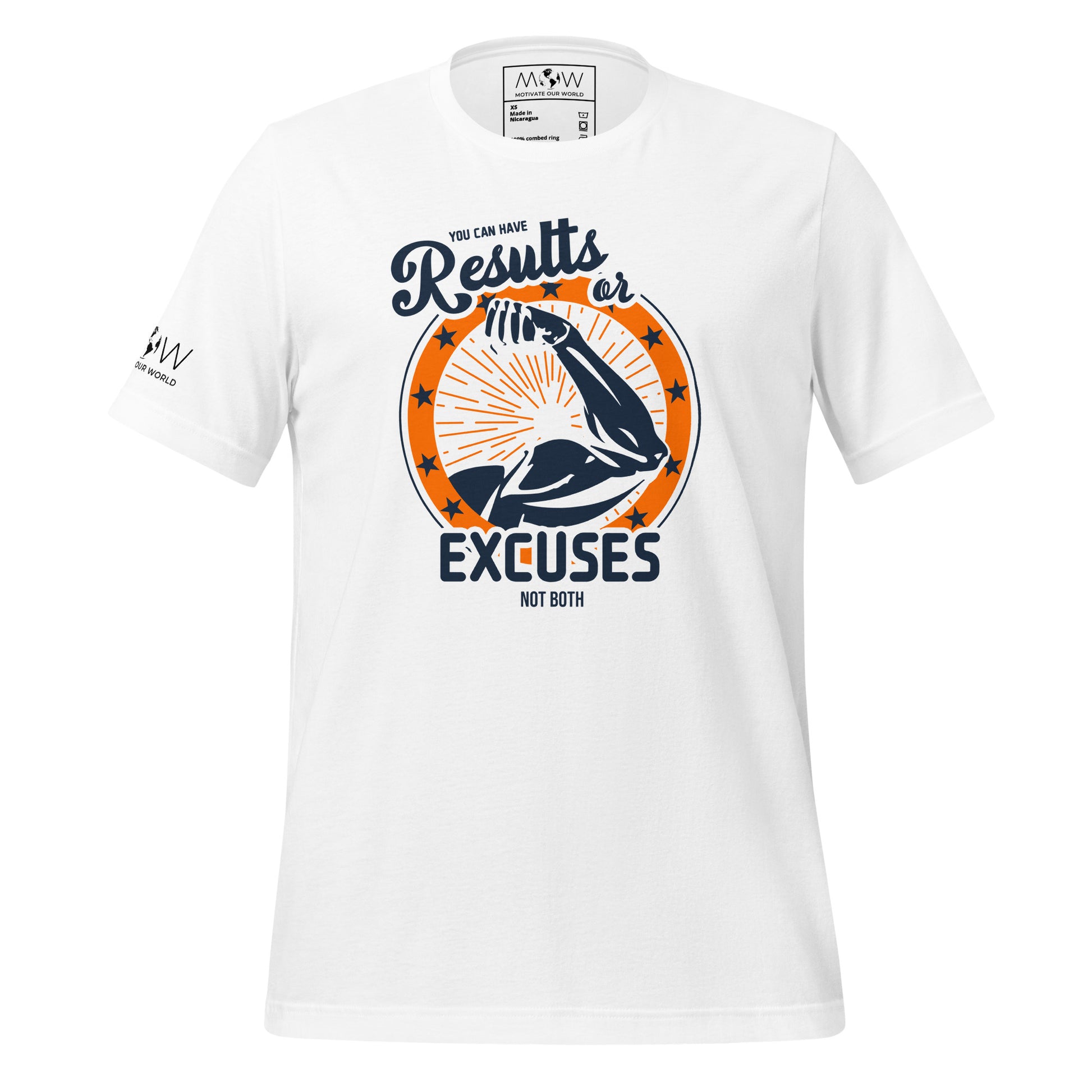 Results or Excuses Not Both Men's Motivational White T-Shirt