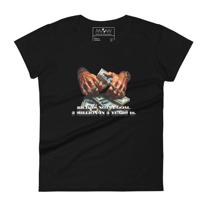 Rich Is Not a Goal, 5 Million in 3 Years Is Women’s Motivational Black T-Shirt