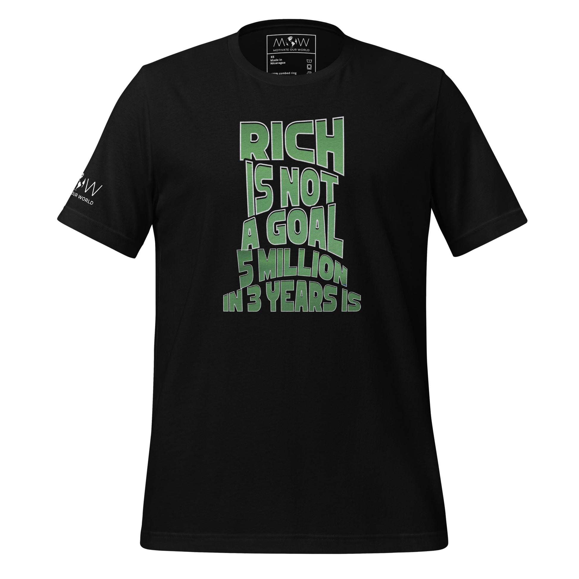 "Rich Is Not a Goal" Men’s Motivational Black T-Shirt