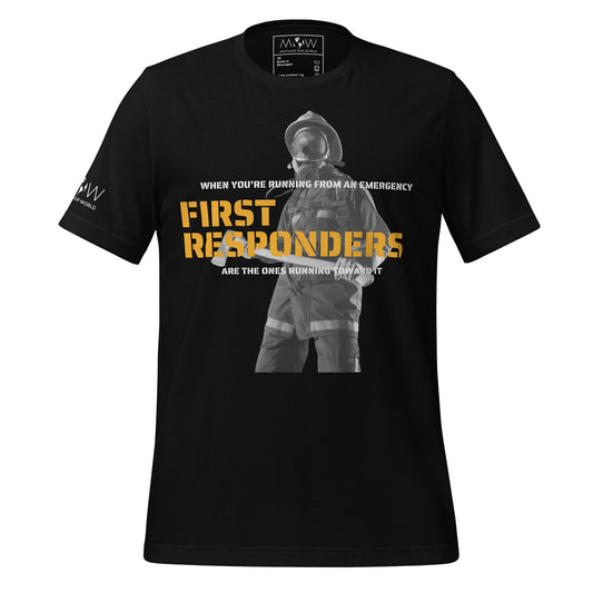 Running Toward the Fire – First Responders Black Motivational Men's T-Shirt