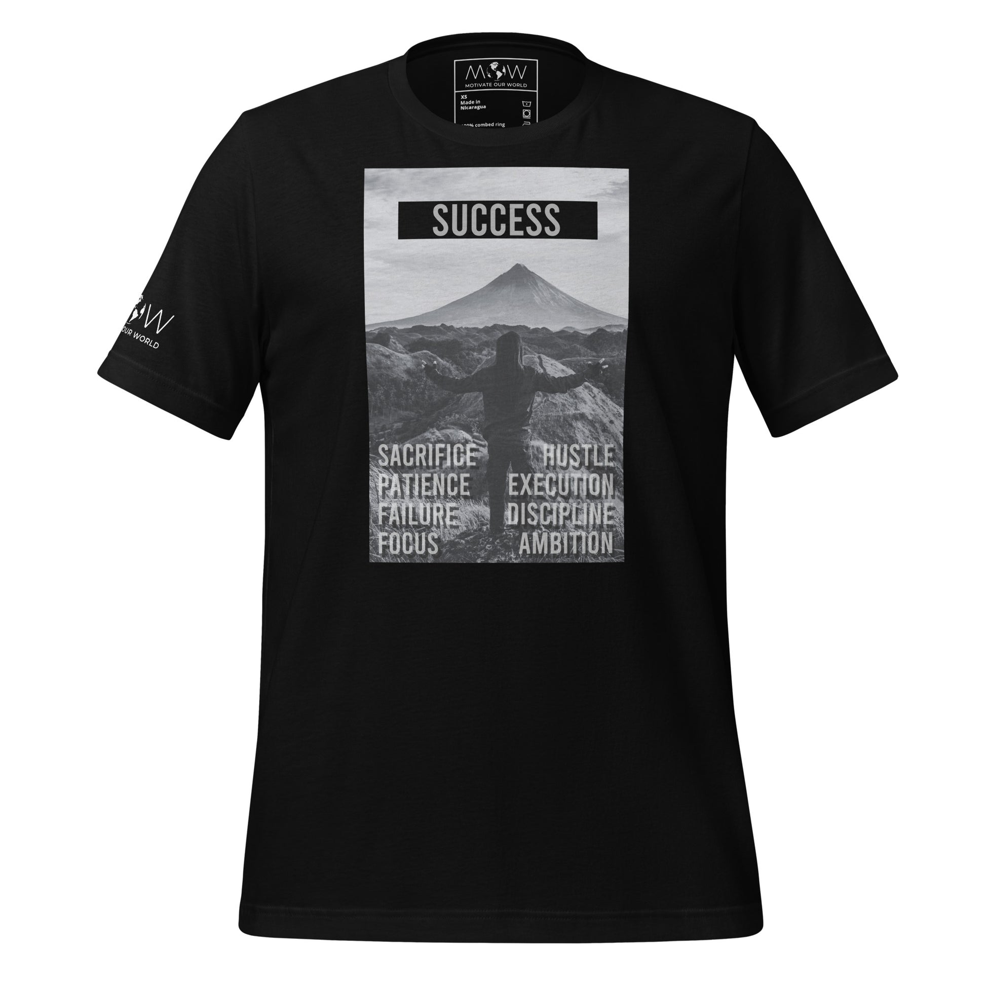 SACRIFICE, PATIENCE, FAILURE, FOCUS Men's Motvational Black T-Shirt