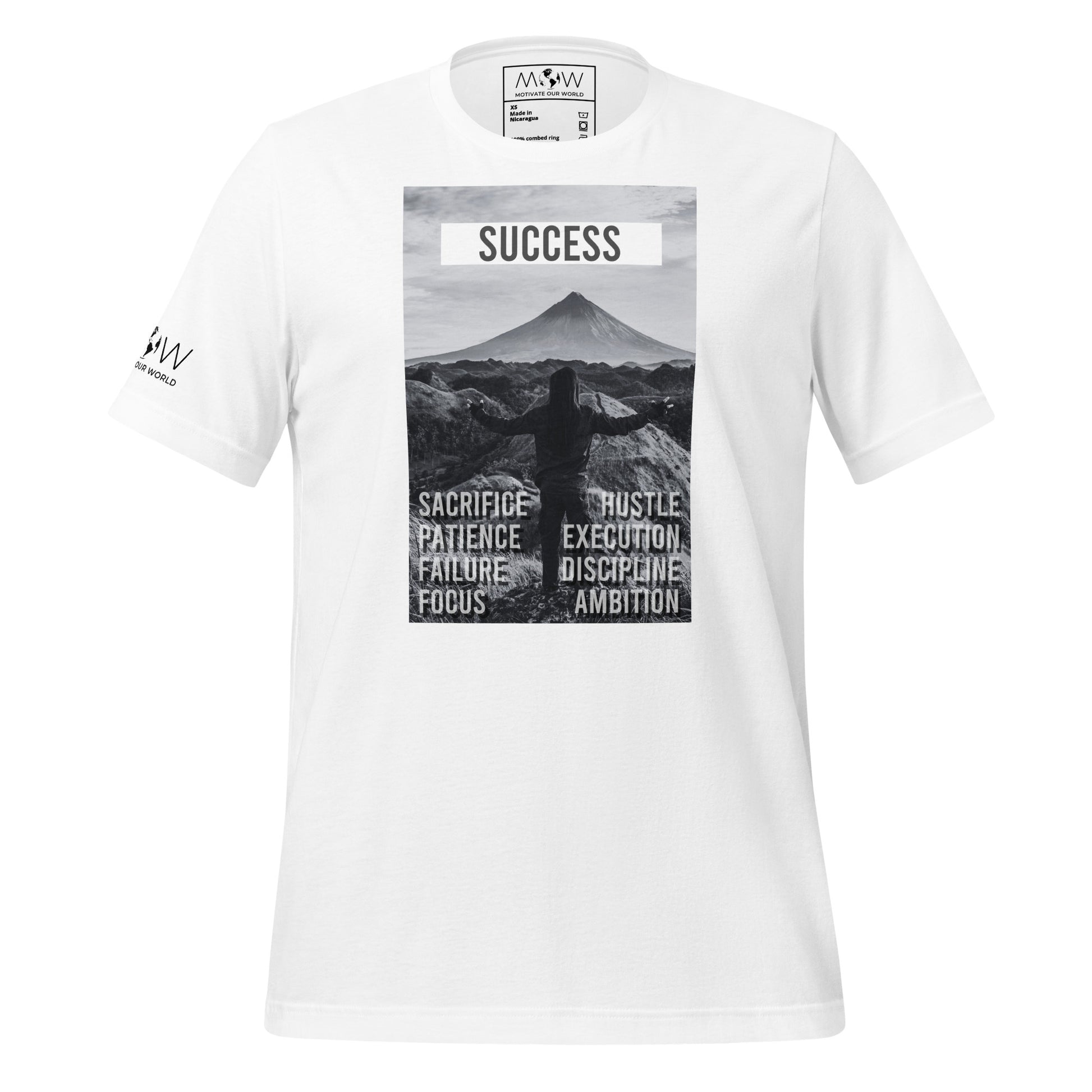 SACRIFICE, PATIENCE, FAILURE, FOCUS Men's Motvational White T-Shirt