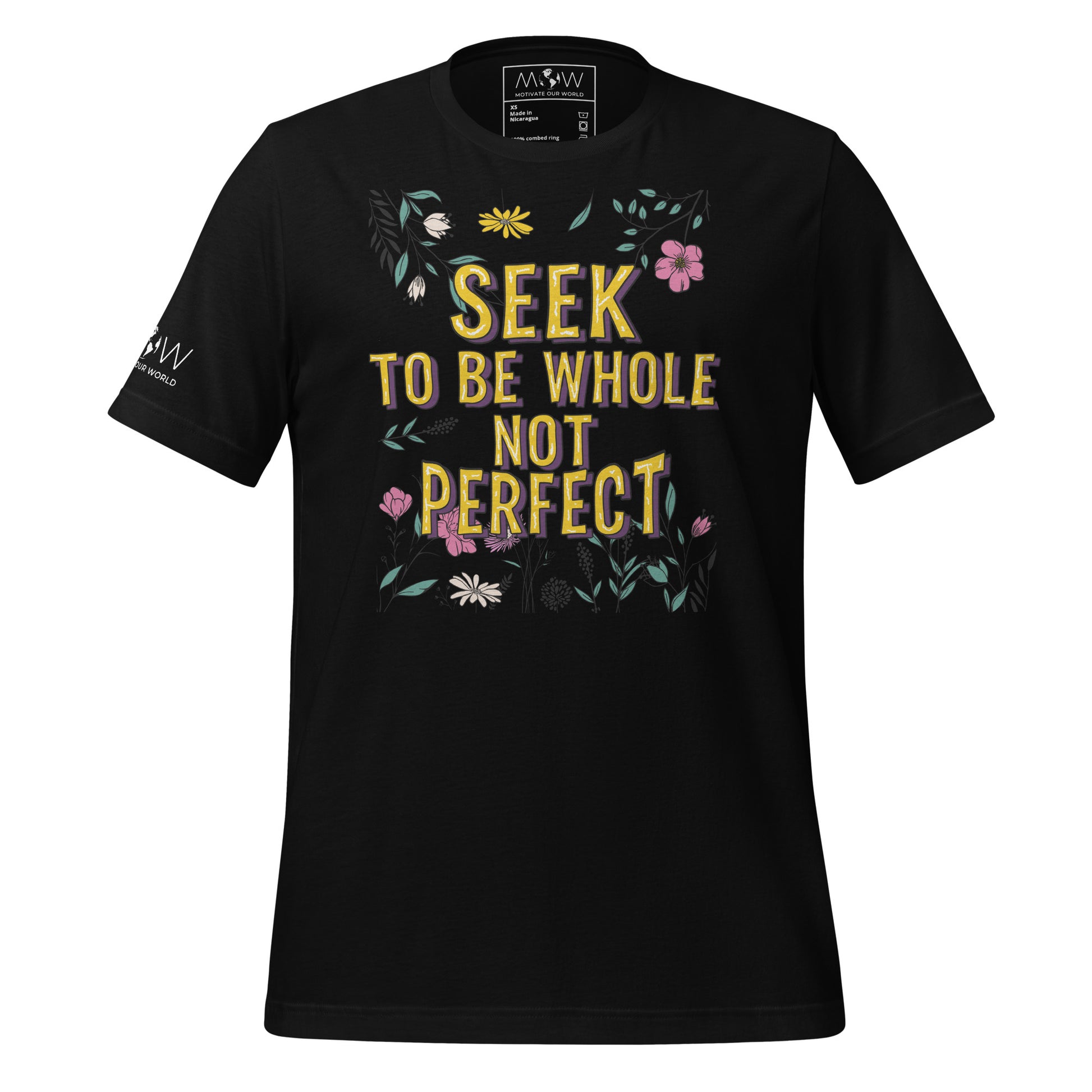 SEEK TO BE WHOLE, NOT PERFECT Men's Motivational Black T-Shirt