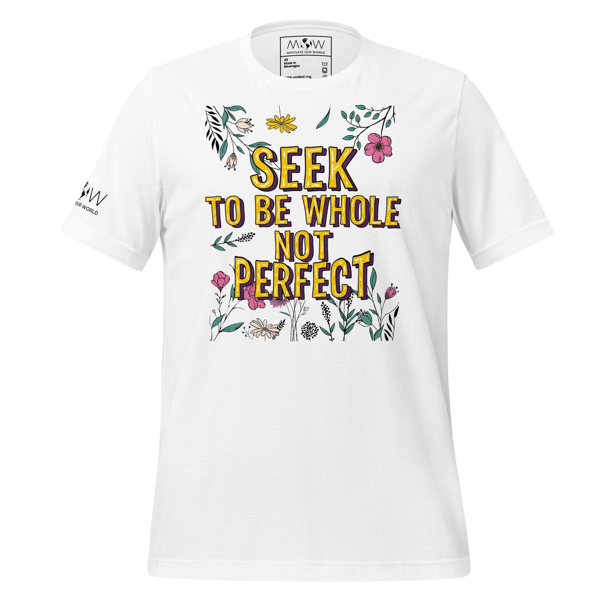 SEEK TO BE WHOLE, NOT PERFECT Men's Motivational White T-Shirt