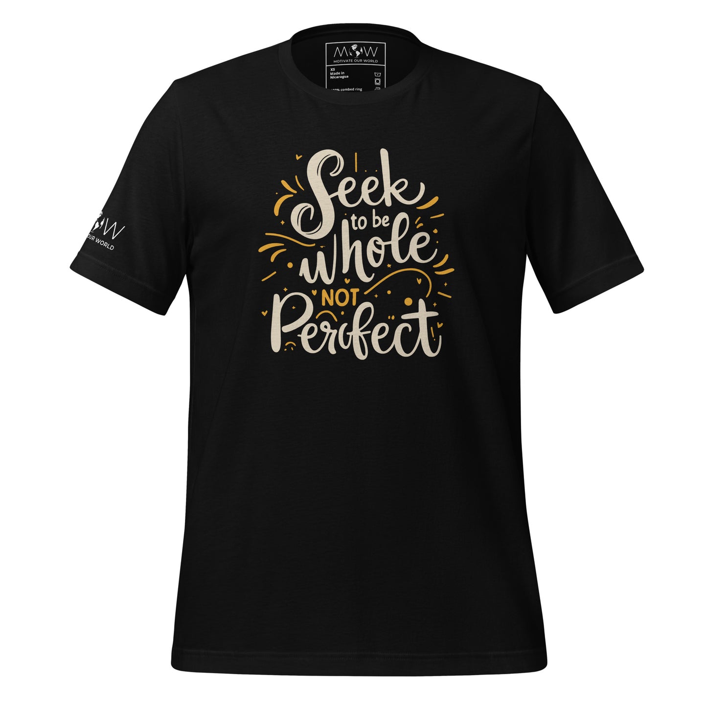 SEEK TO BE WHOLE, NOT PERFECT Men's Motivational Black T-Shirt