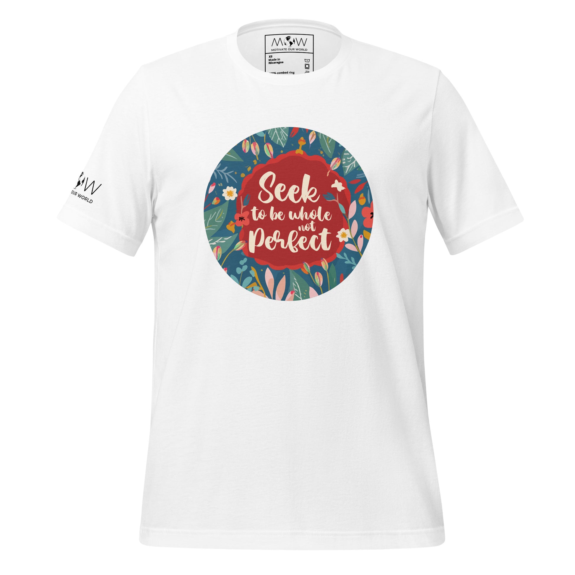 SEEK TO BE WHOLE, NOT PERFECT Men's Motivational White T-Shirt