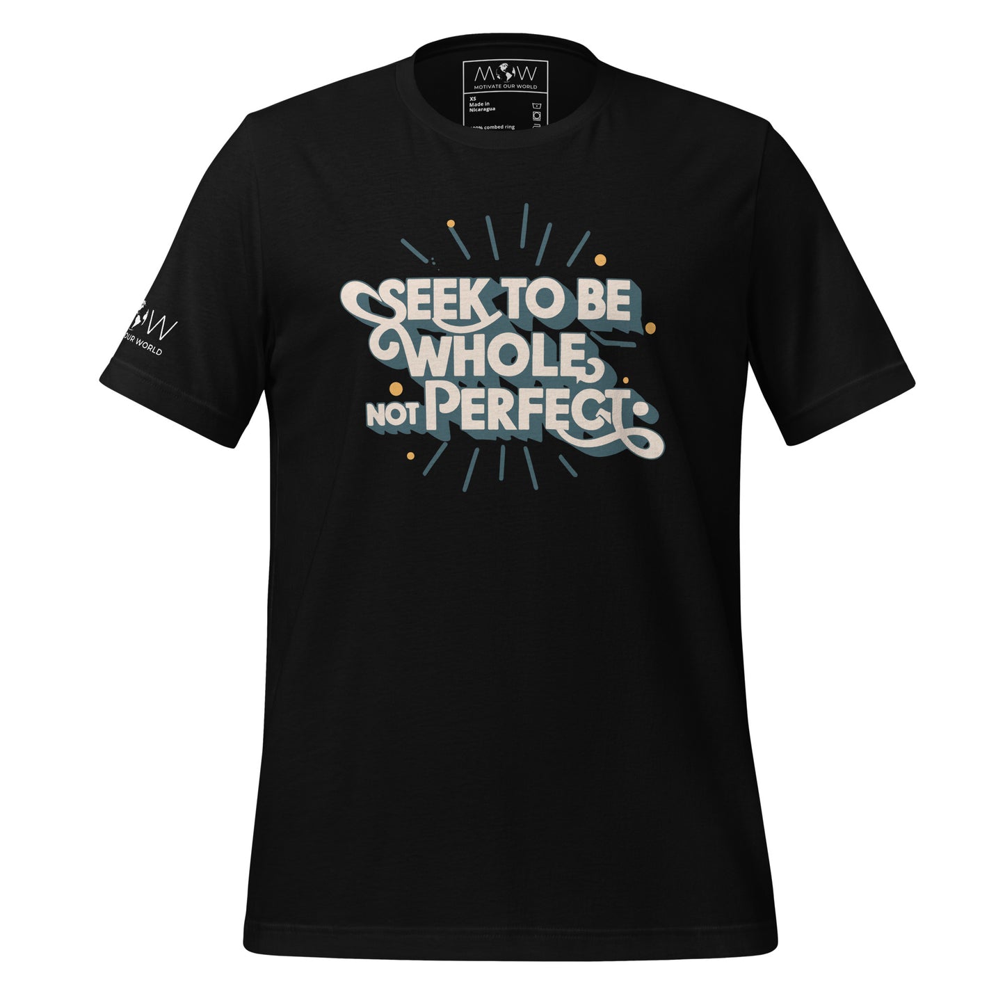 SEEK TO BE WHOLE, NOT PERFECT Men's Motivational Black T-Shirt