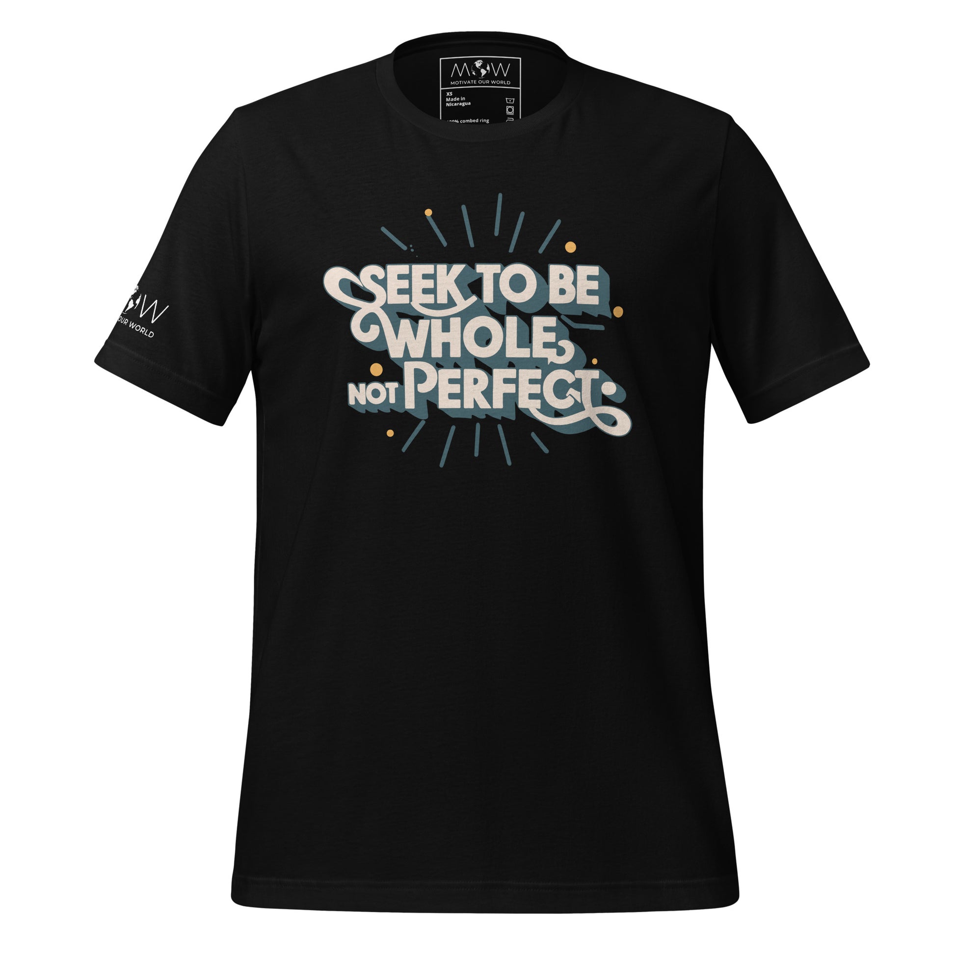 SEEK TO BE WHOLE, NOT PERFECT Men's Motivational Black T-Shirt