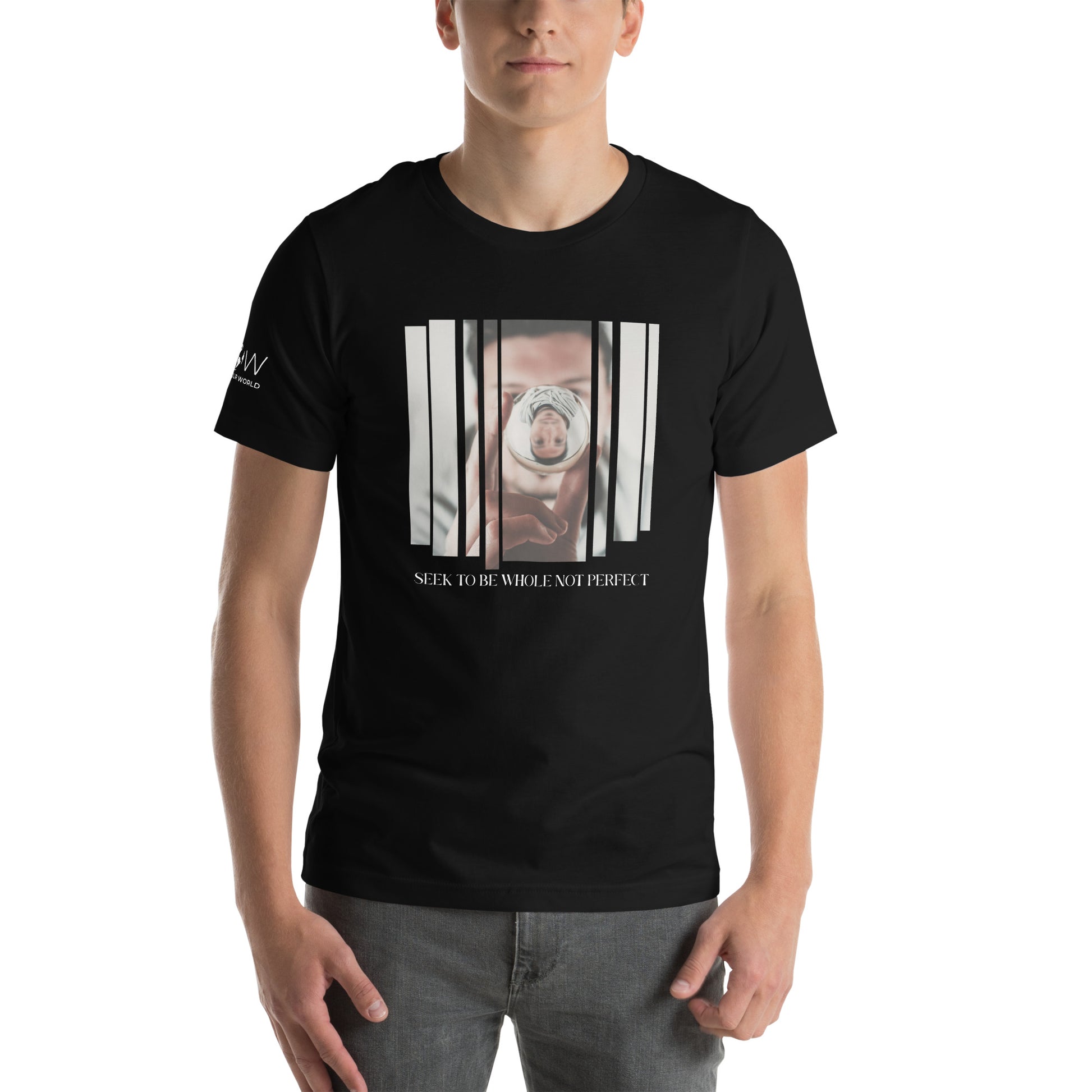 SEE LIFE FROM ALL ANGLES Men's 
Motivational Black T-Shirt