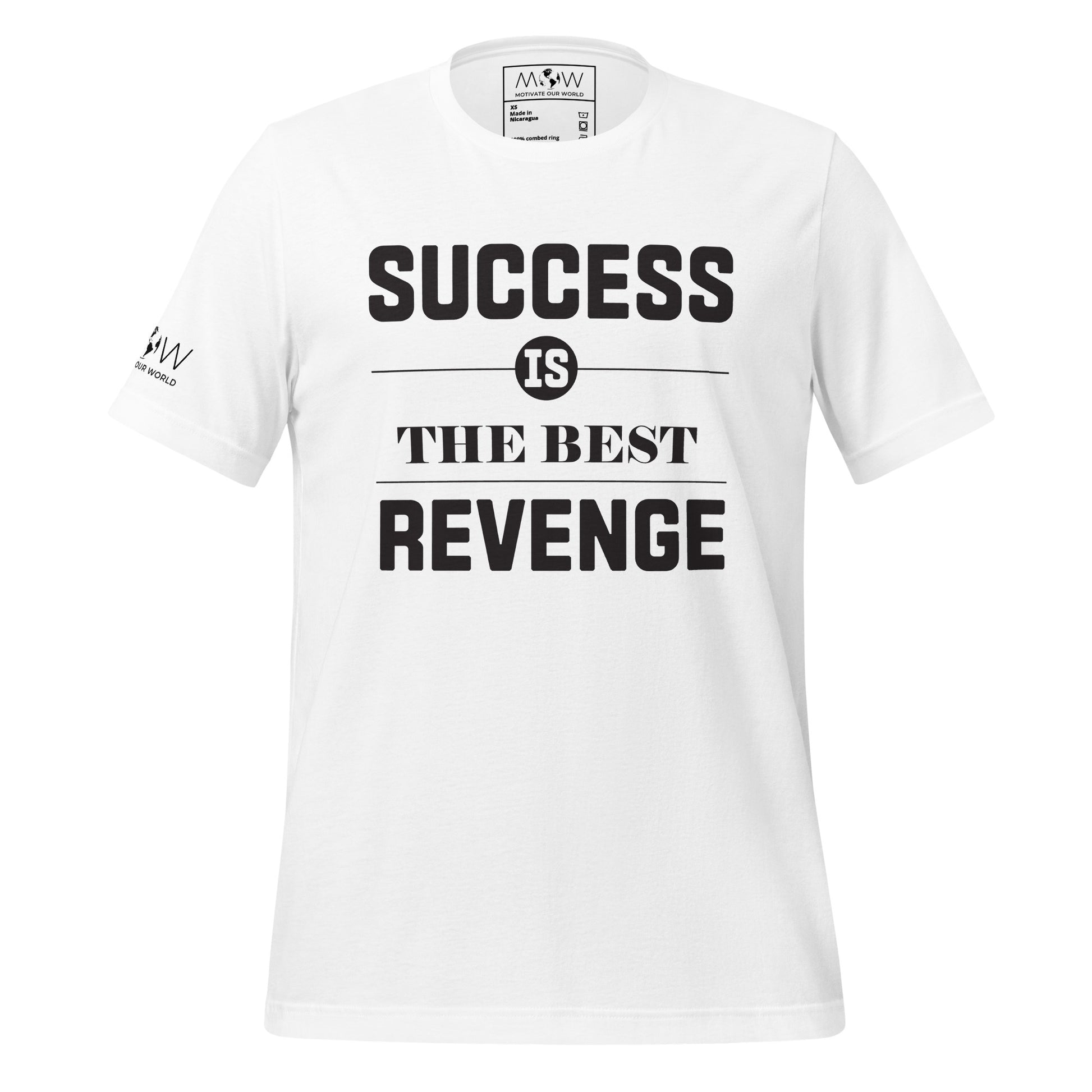 SUCCESS IS THE BEST REVENGE Men's Motivational White T-Shirt