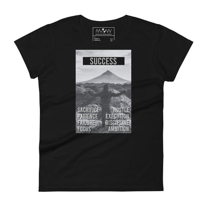 Sacrifice, Hustle, Focus Women’s Motivational Black T-Shirt