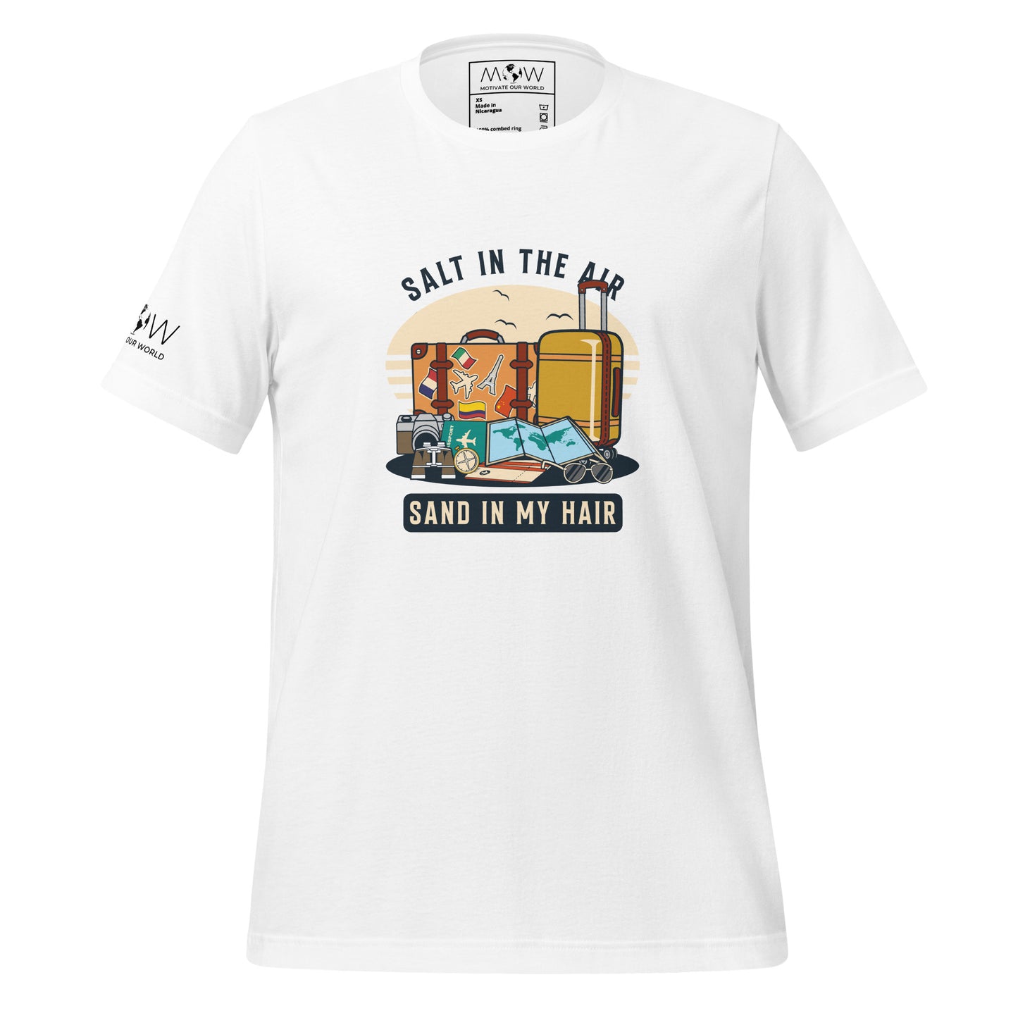 Salt in the Air, Sand in My Hair (Travel Essentials Design) Men's Motivational White T-Shirt
