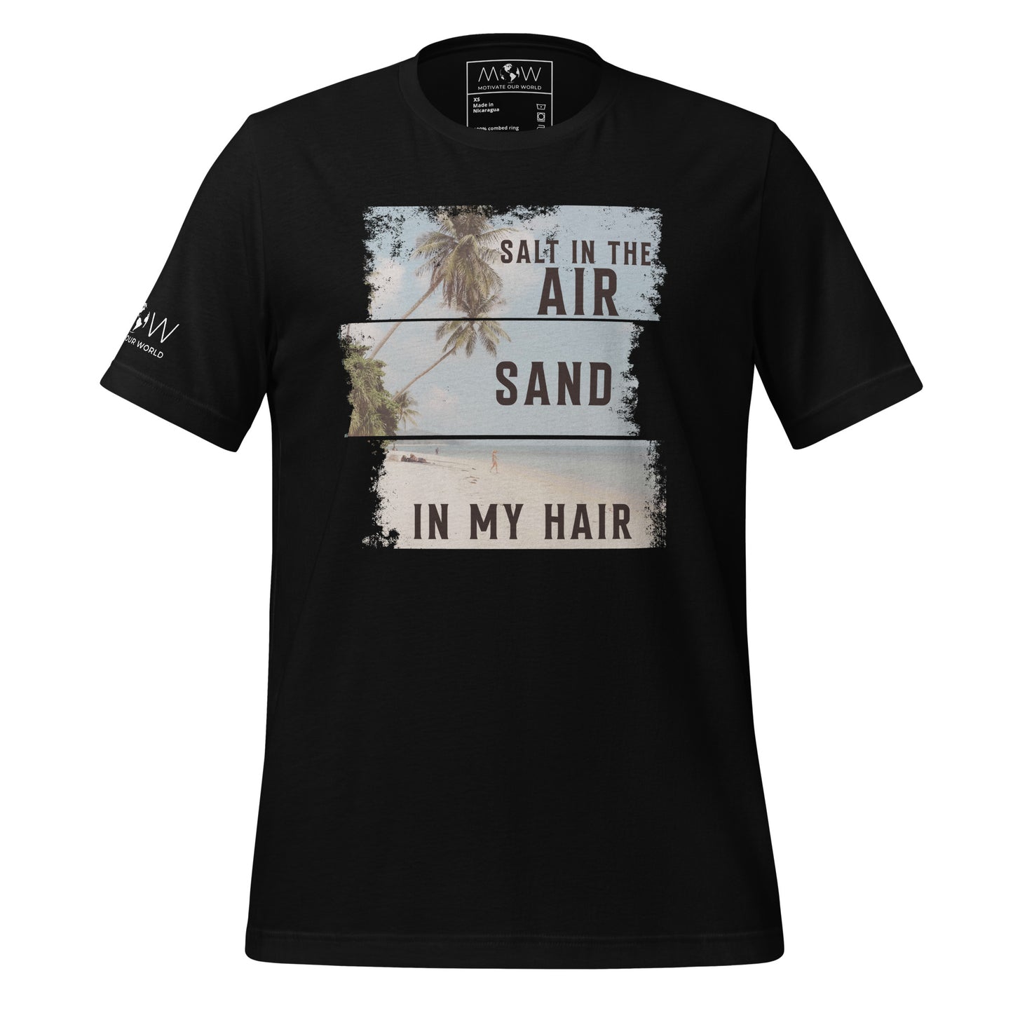 Salt in the Air, Sand in My Hair (Vintage Beach Design) Men's Motivational Black T-Shirt