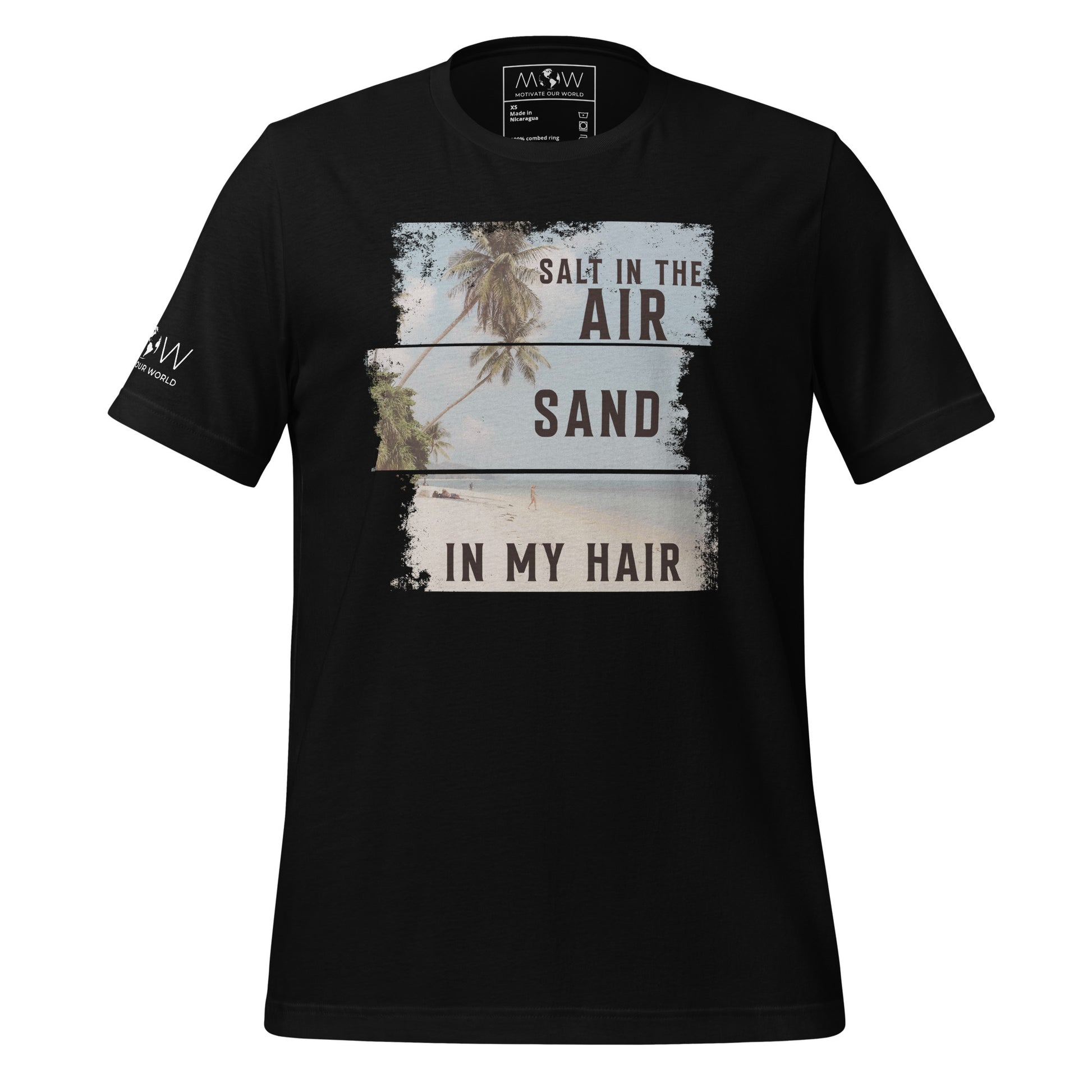 Salt in the Air, Sand in My Hair (Vintage Beach Design) Men's Motivational Black T-Shirt