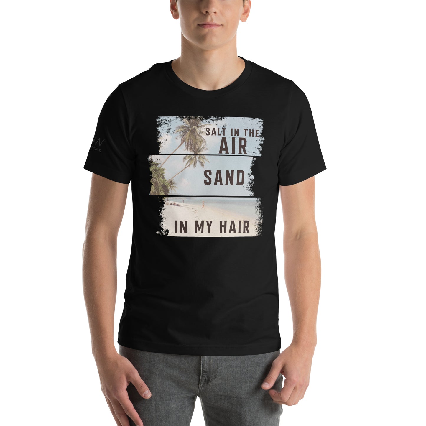 Salt in the Air, Sand in My Hair (Vintage Beach Design) Men's Motivational Black T-Shirt