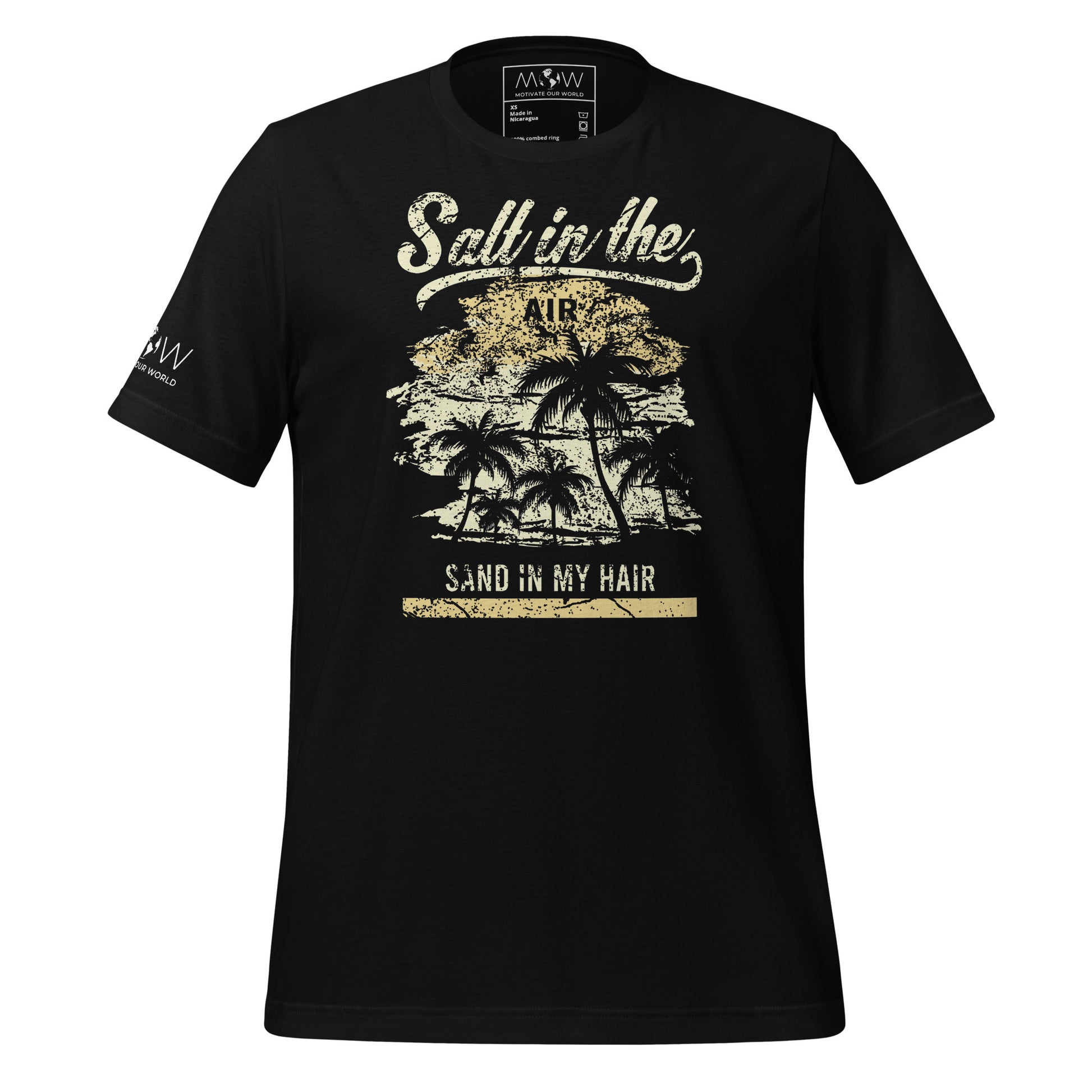 Salt in the Air, Sand in My Hair (Vintage Beach Design) Men's Motivational Black T-Shirt