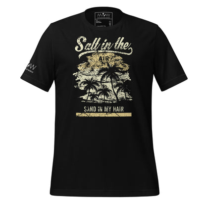 Salt in the Air, Sand in My Hair (Vintage Beach Design) Men's Motivational Black T-Shirt