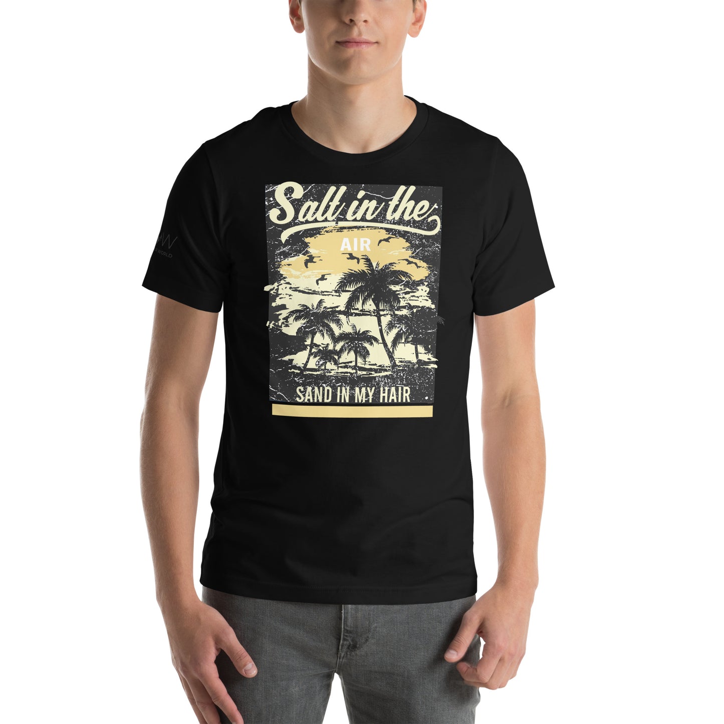Salt in the Air, Sand in My Hair (Vintage Beach Design) Men's Motivational Black T-Shirt