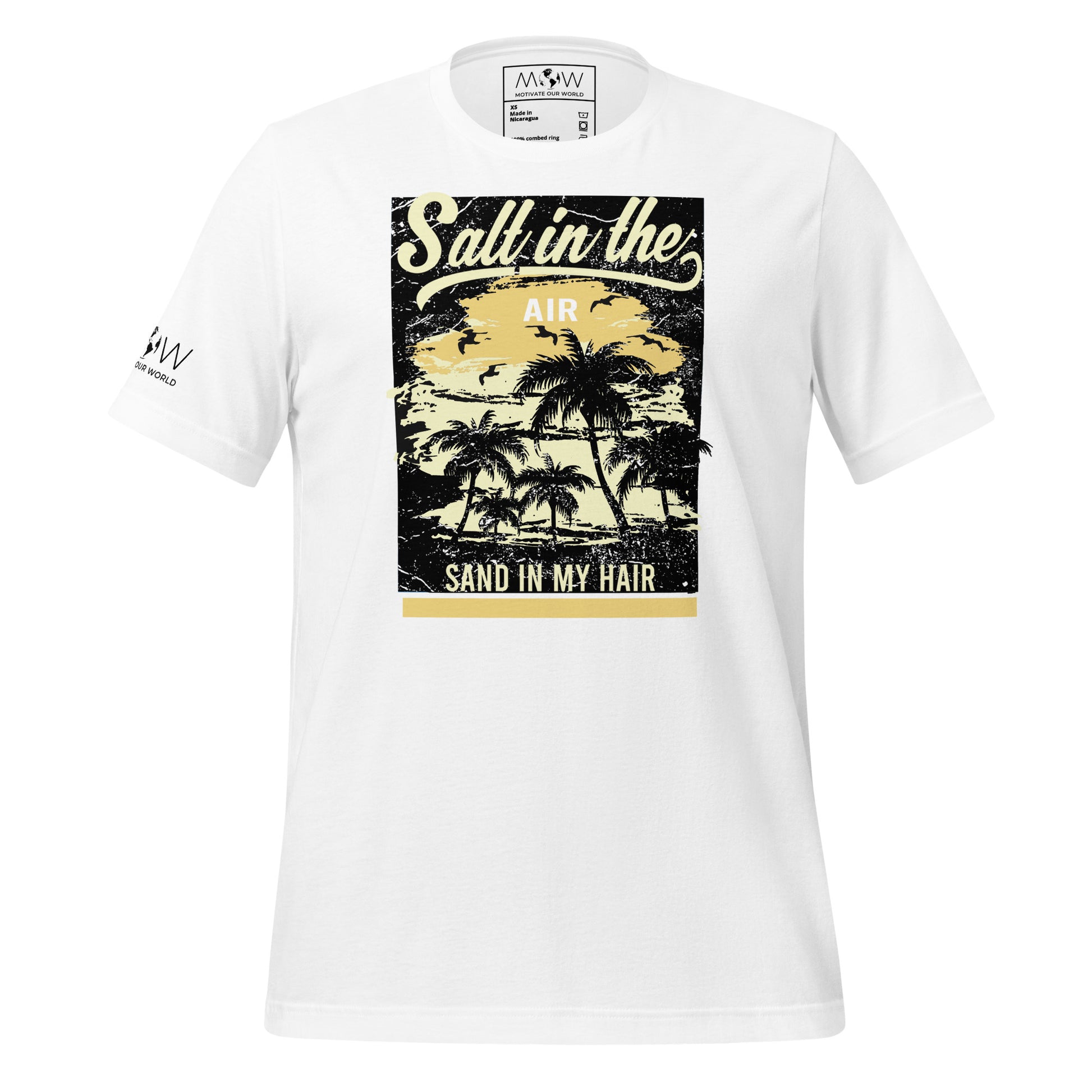 Salt in the Air, Sand in My Hair (Vintage Beach Design) Men's Motivational White T-Shirt