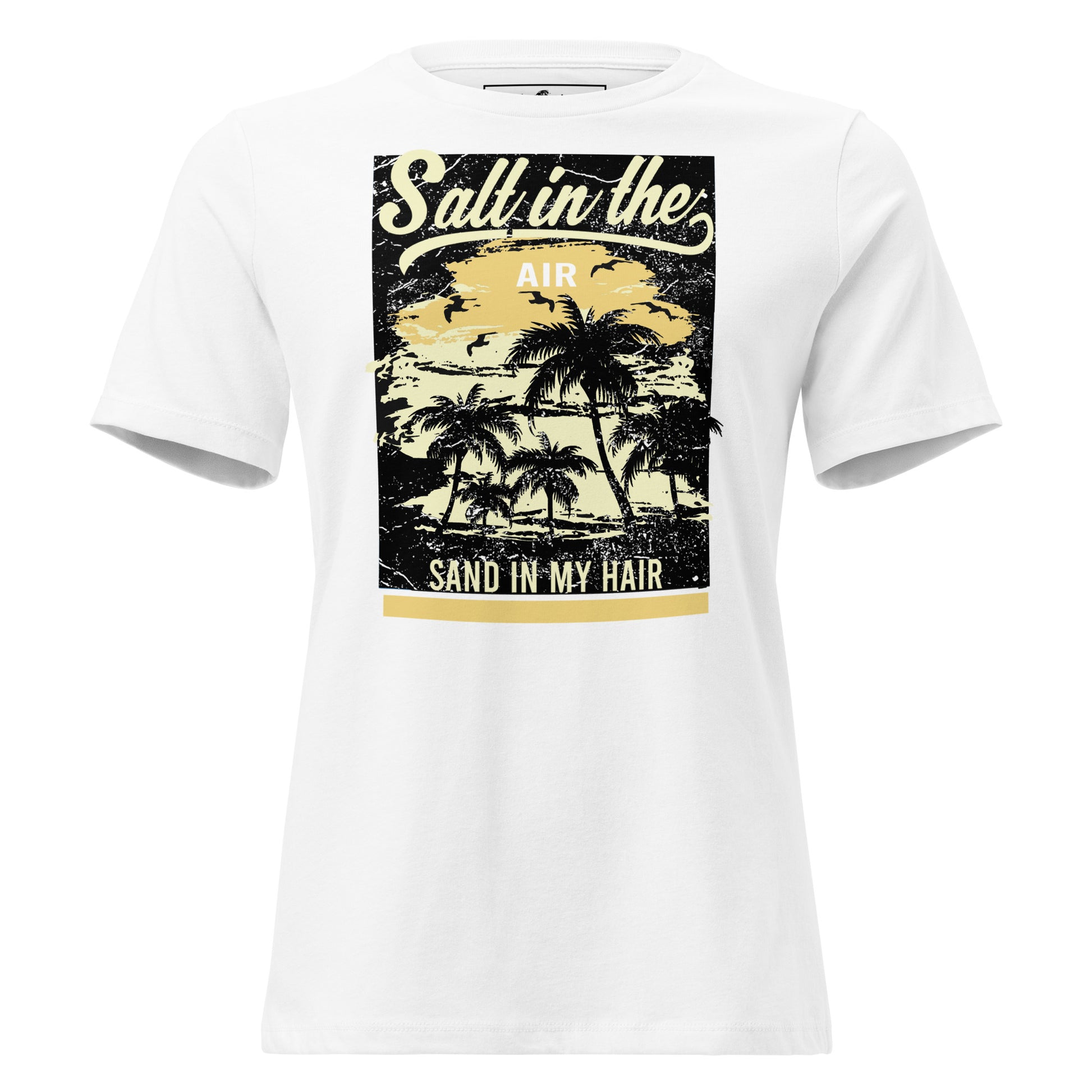 Salt in the Air, Sand in My Hair (Vintage Beach Design) White Motivational Women’s T-Shirt