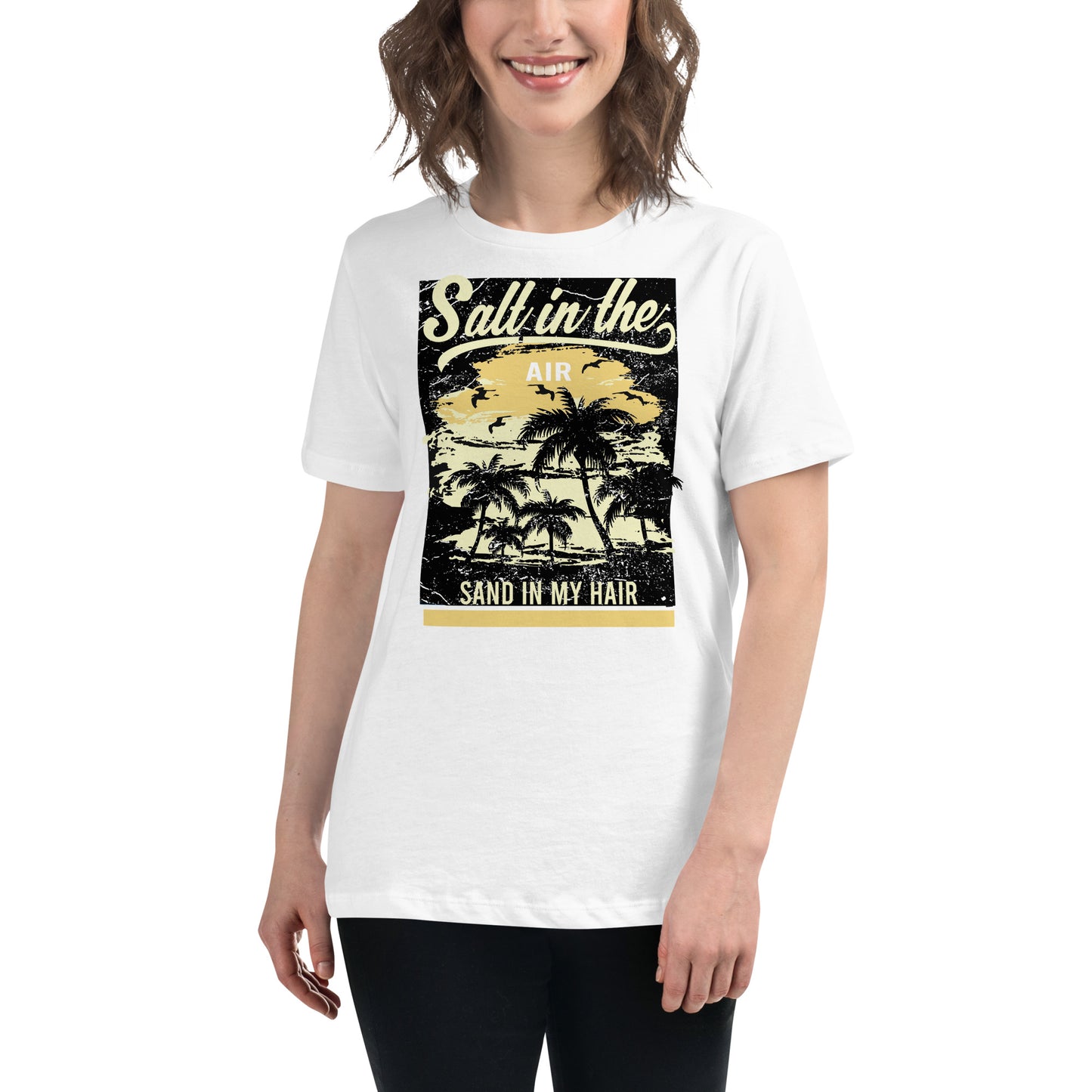 Salt in the Air, Sand in My Hair (Vintage Beach Design) White Motivational Women’s T-Shirt Lifestyle