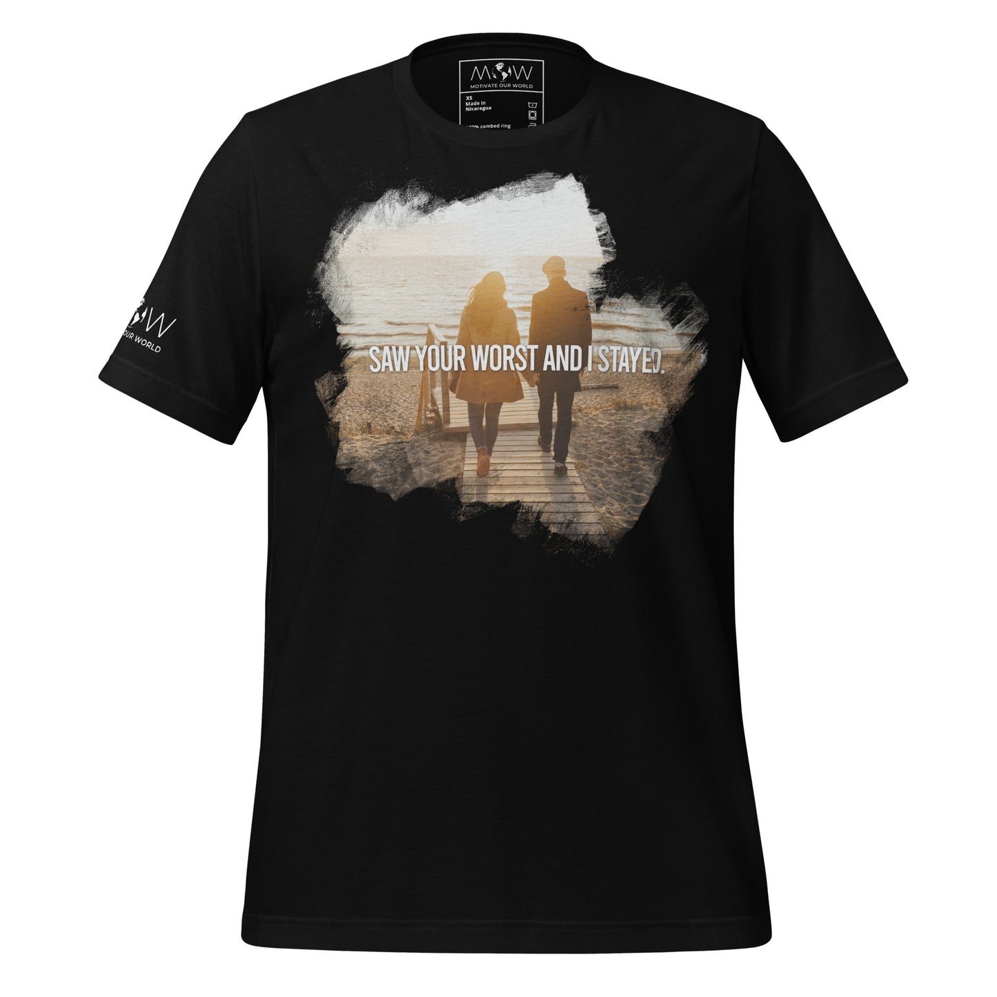 Saw Your Worst and I Stayed – Coastal Commitment Edition Black Motivational Men's T-Shirt