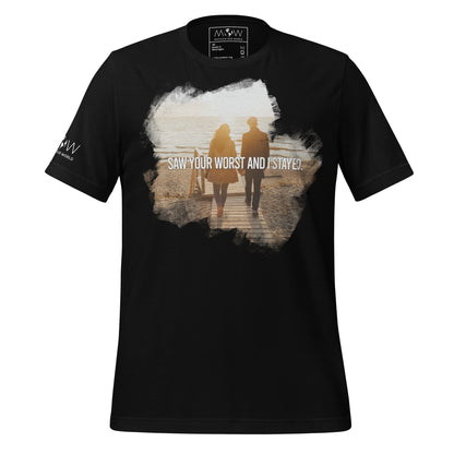 Saw Your Worst and I Stayed – Coastal Commitment Edition Black Motivational Men's T-Shirt