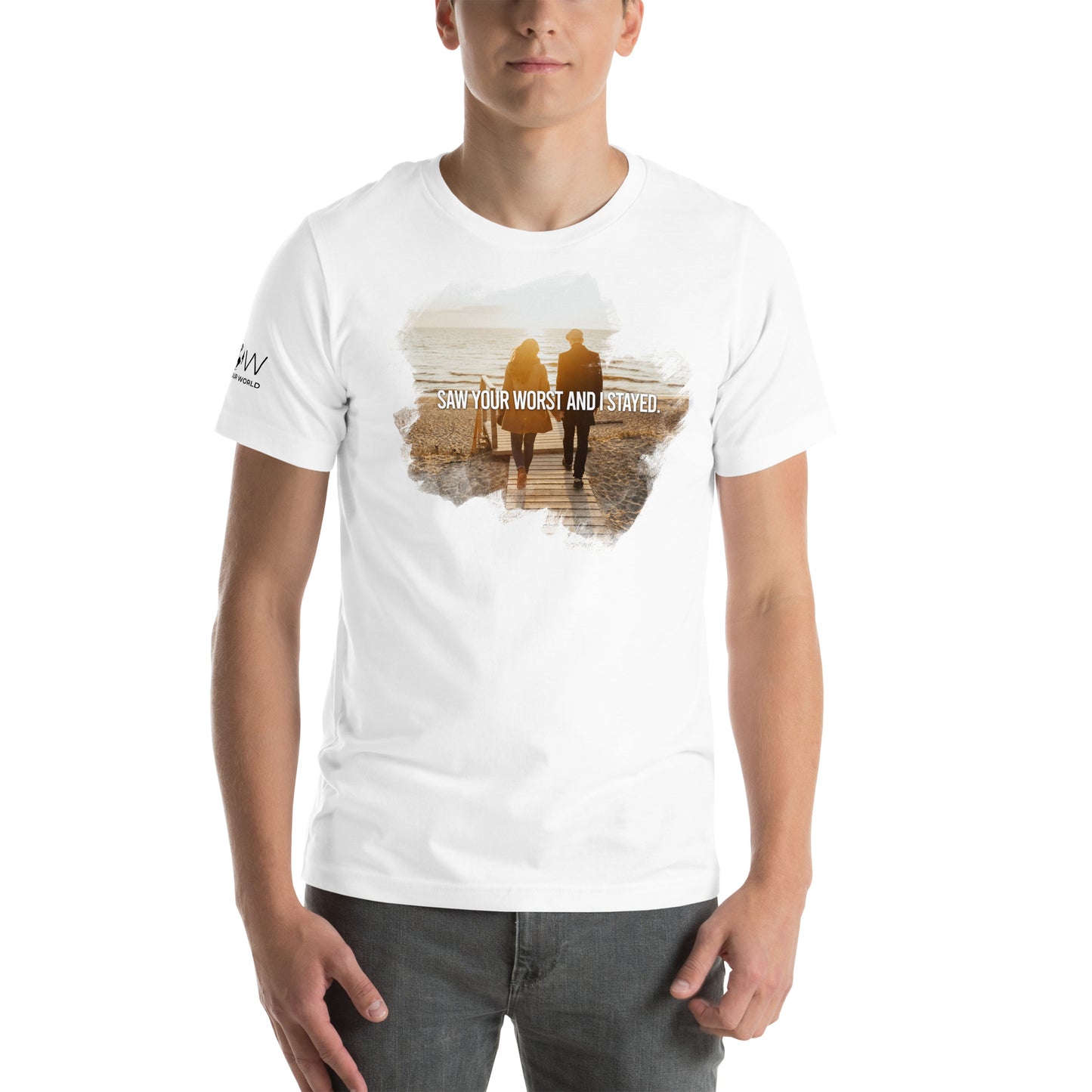 Saw Your Worst and I Stayed – Coastal Commitment Edition White Motivational Men's T-Shirt Lifestyle