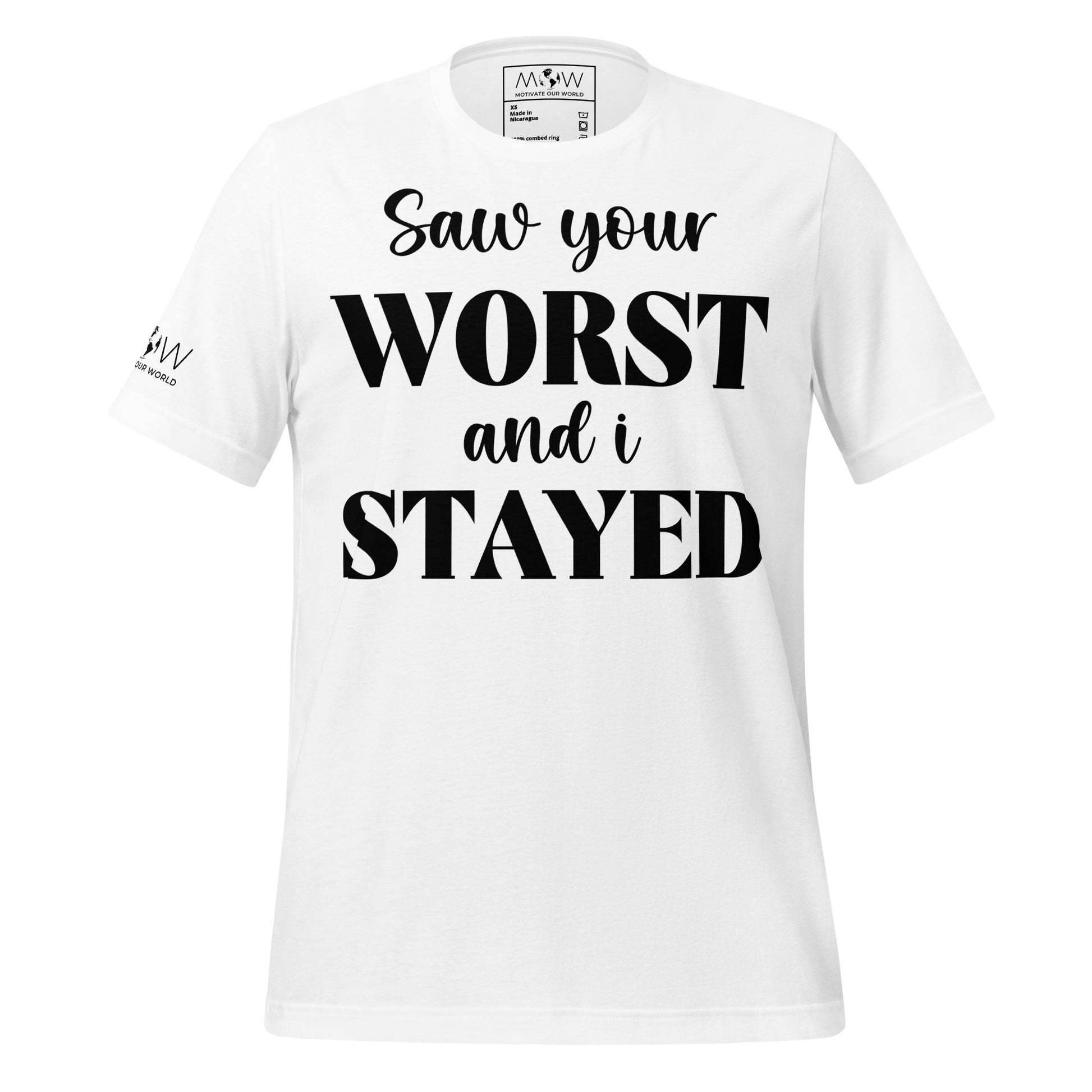 Saw Your Worst and I Stayed White Motivational Men's T-Shirt