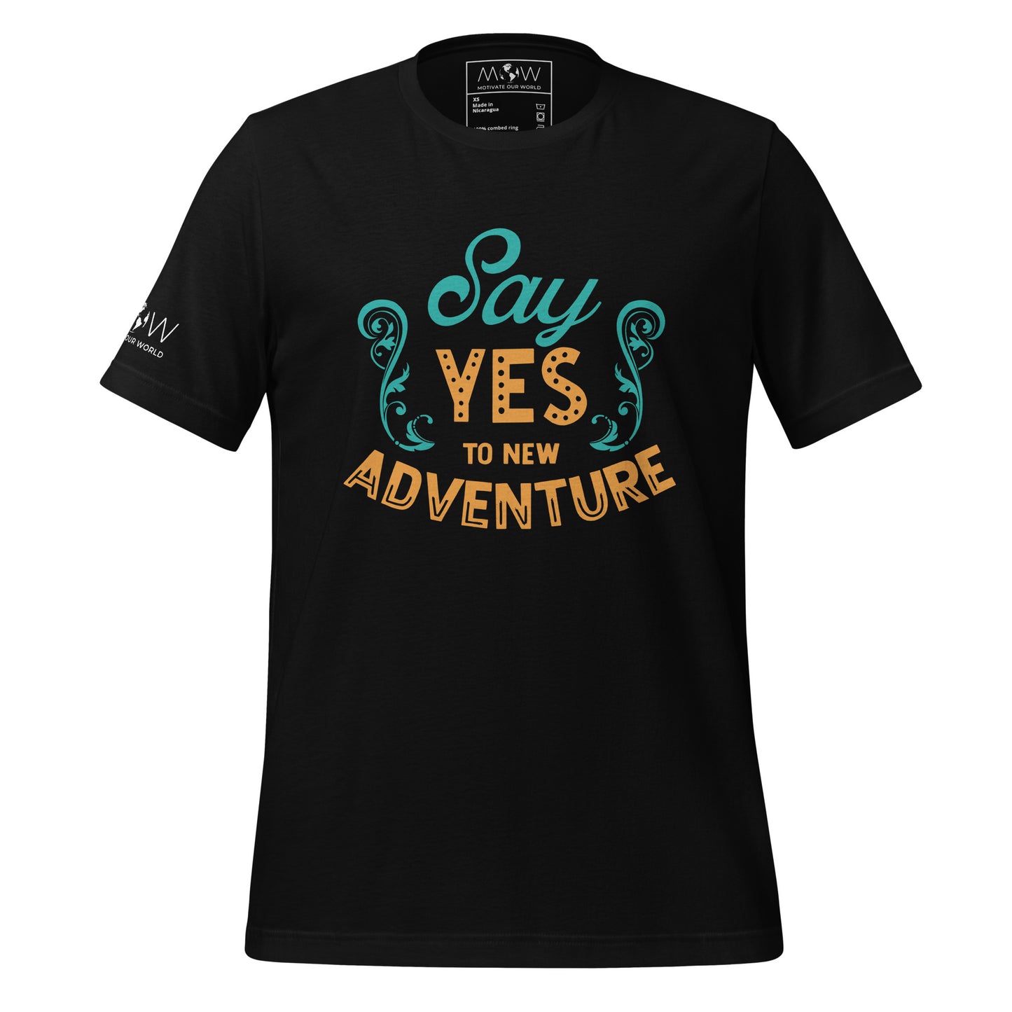"Say Yes to New Adventure" Men's Motivational Black T-Shirt
