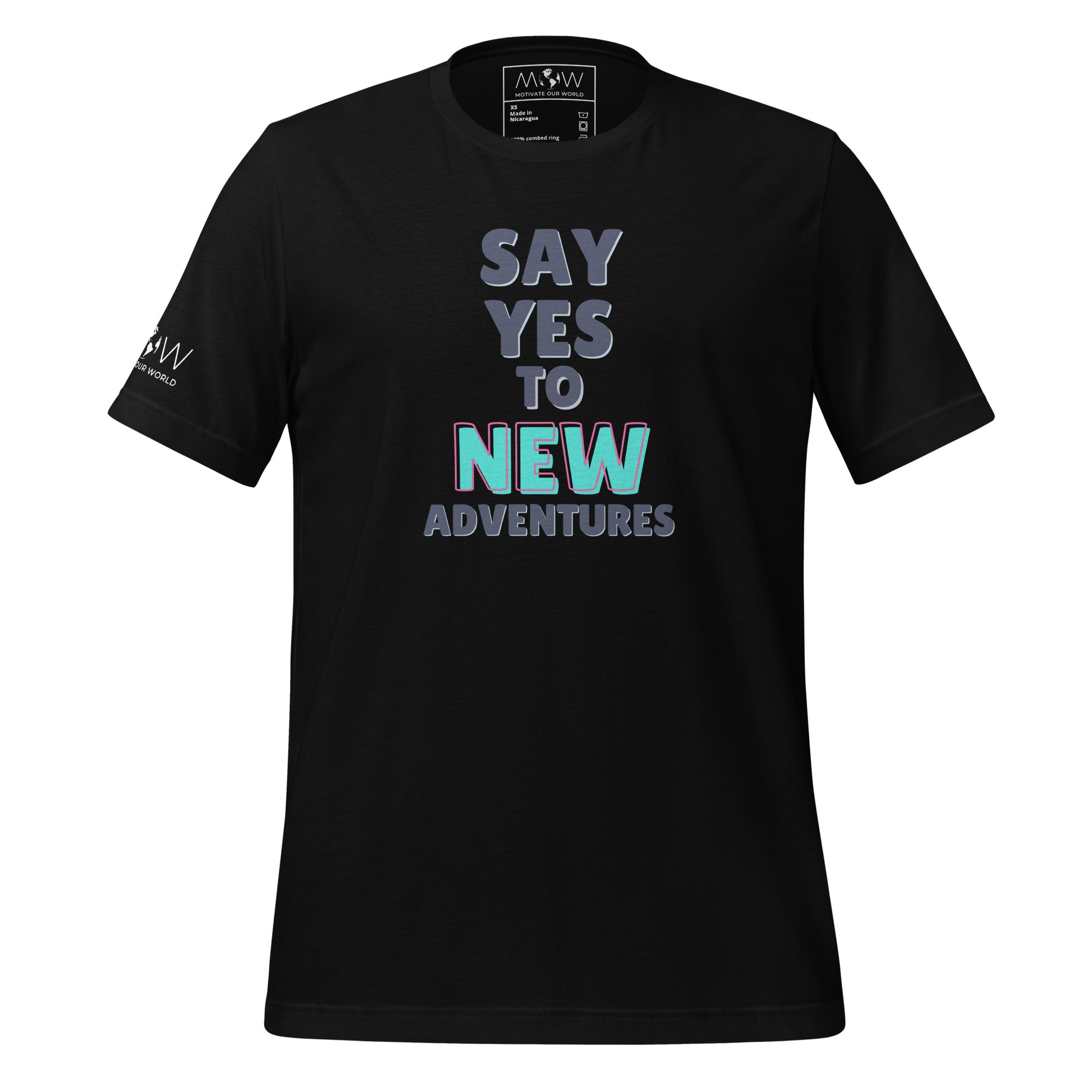 Say Yes to New Adventures Men's Motivational Black T-Shirt