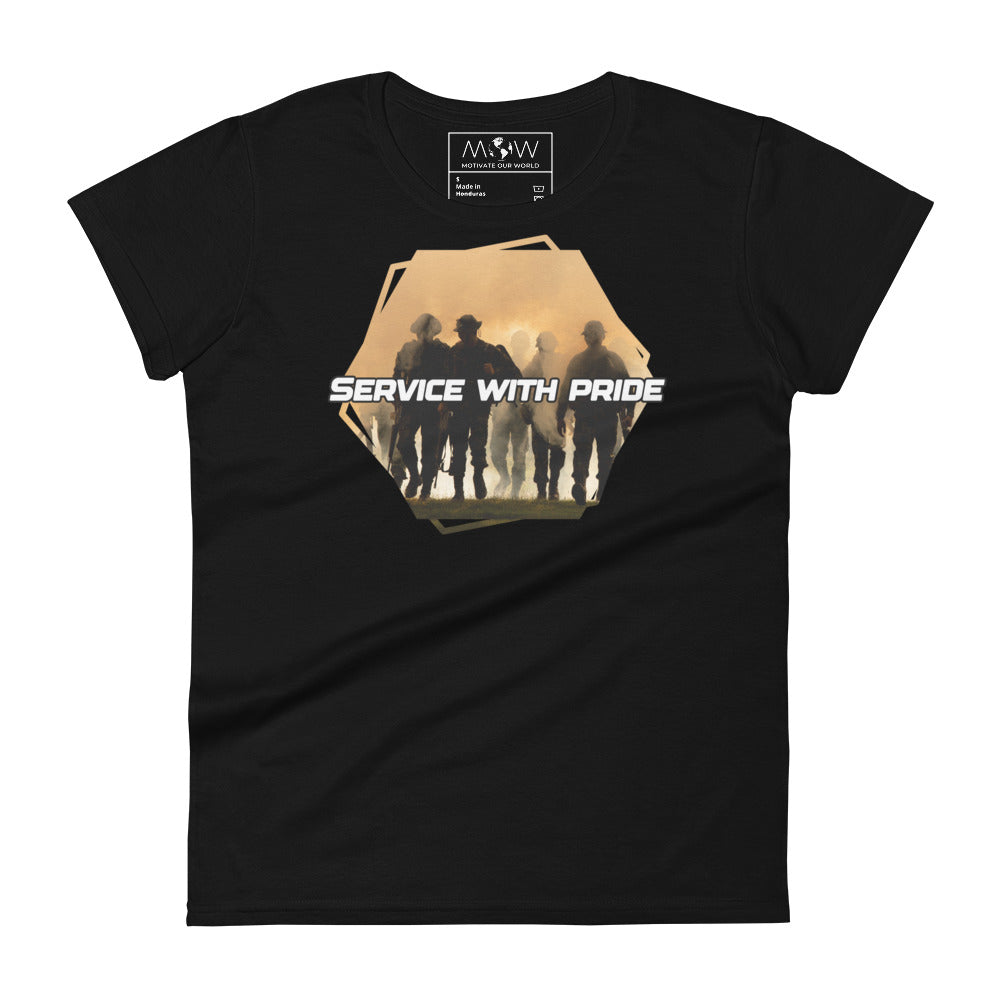 Service with Pride III Women’s Motivational Black T-Shirt