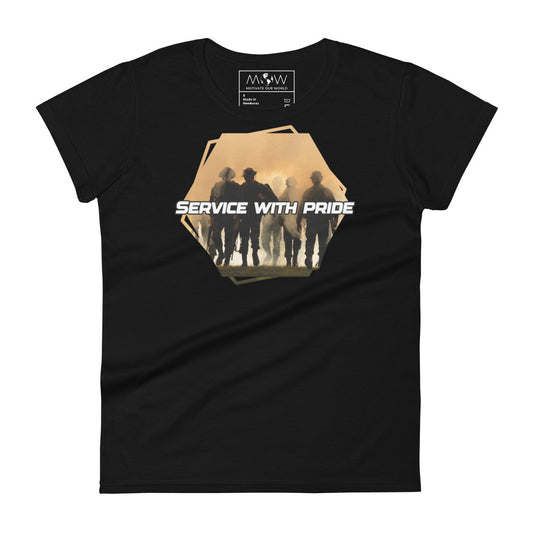 Service with Pride III Women’s Motivational Black T-Shirt