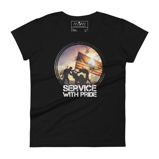 Service with Pride II Women’s Motivational Black T-Shirt