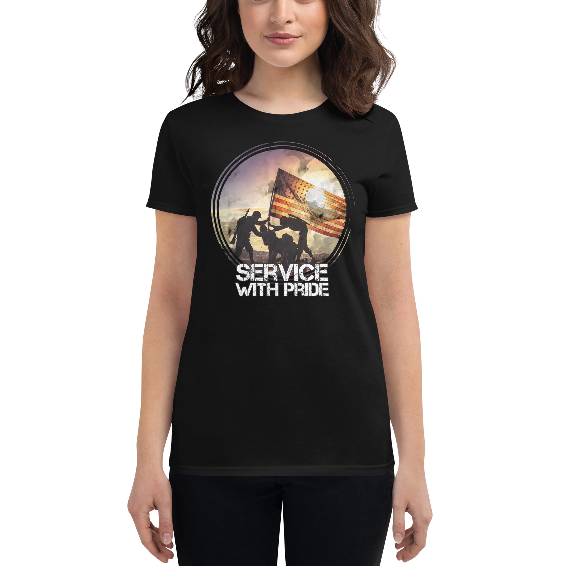 Service with Pride II Women’s Motivational Black T-Shirt
