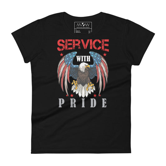 Service with Pride Women’s Motivational Black T-Shirt