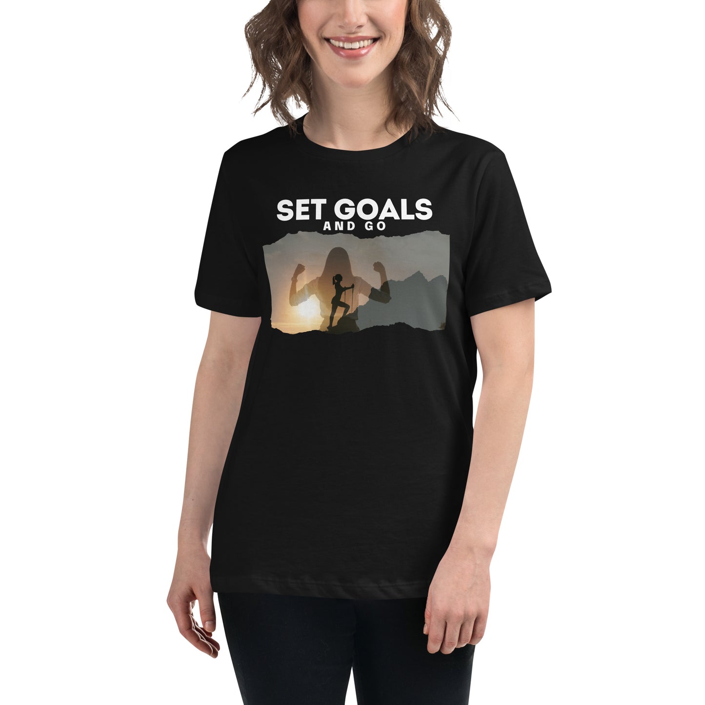 Set Goals Black Motivational Women’s T-Shirt Lifestyle