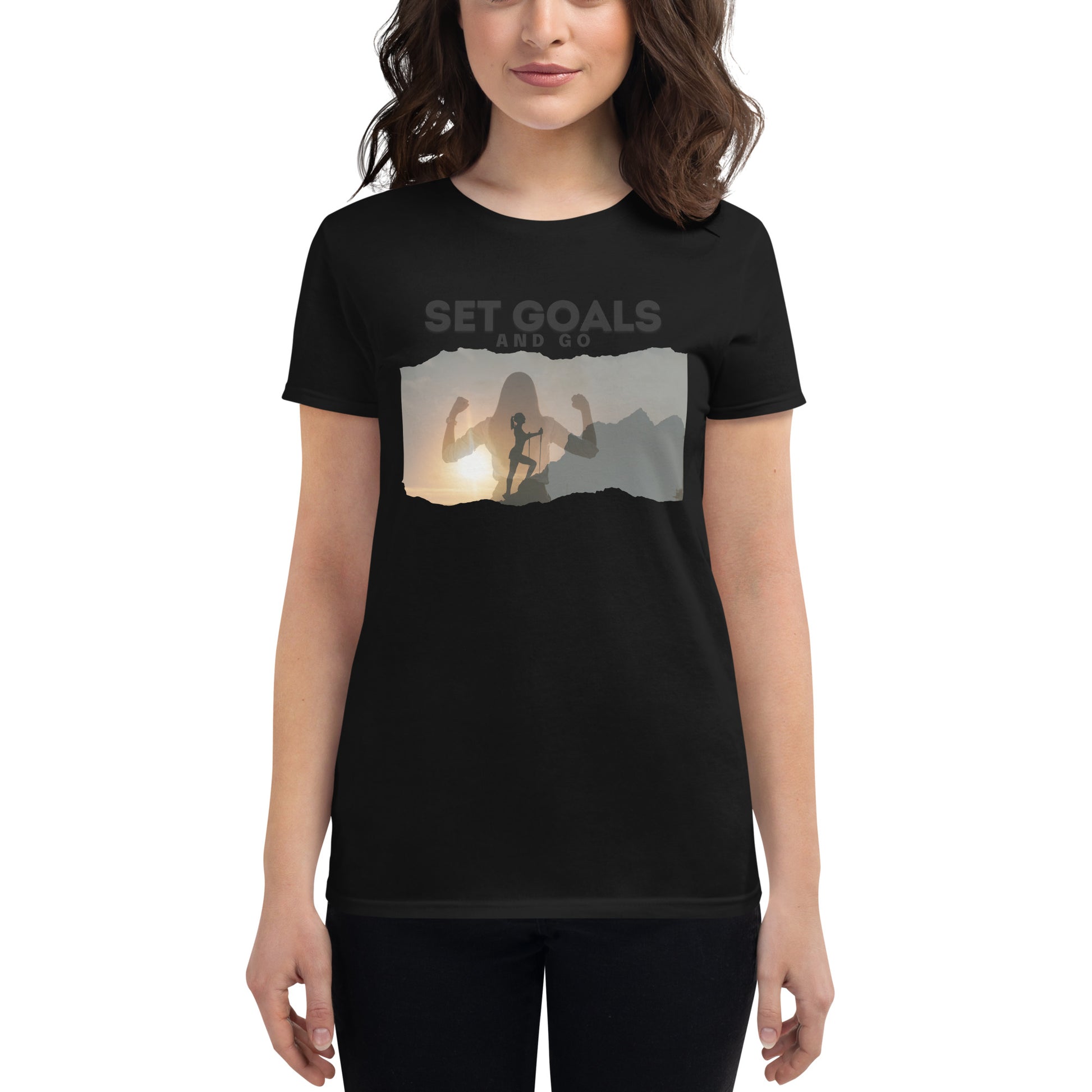 Set Goals Women’s Motivational Black T-Shirt