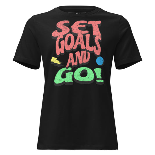 "Set Goals and Go Bold" Black Motivational Women’s T-Shirt