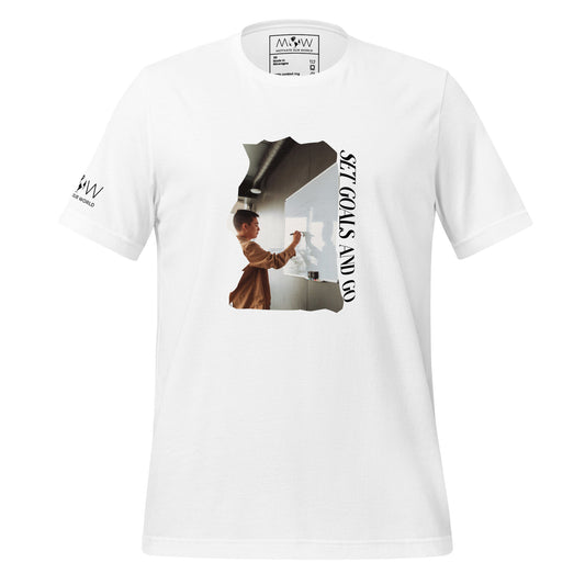"Set Goals and Go" Men's Motivational White T-Shirt