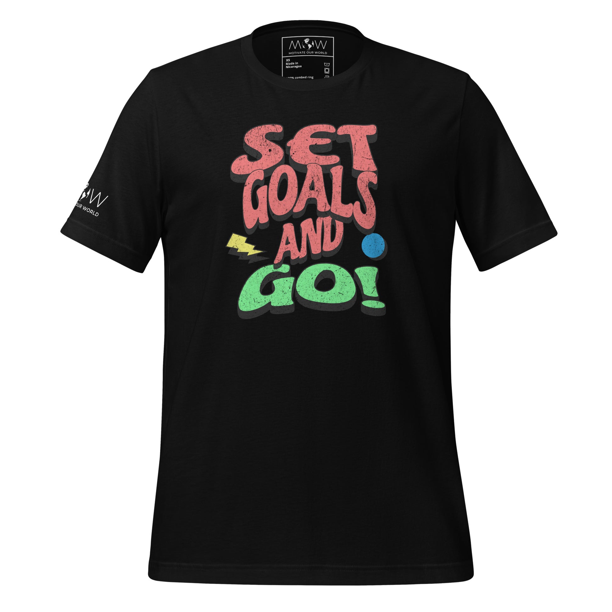 Set Goals and Go Men's Motivational Black T-Shirt