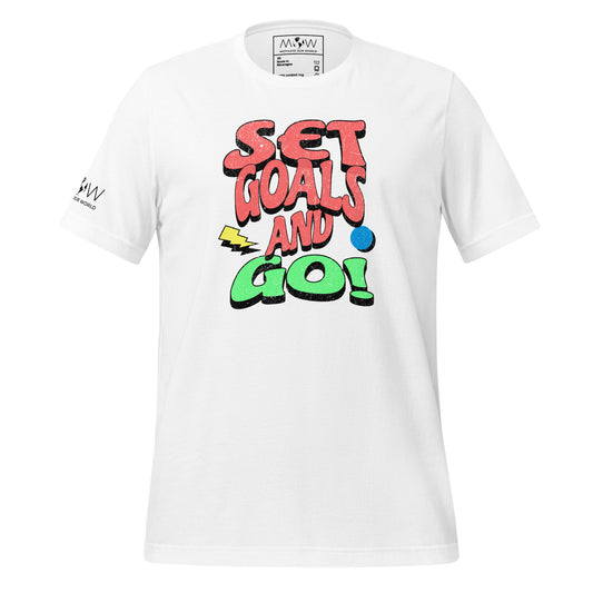 Set Goals and Go Men's Motivational White T-Shirt