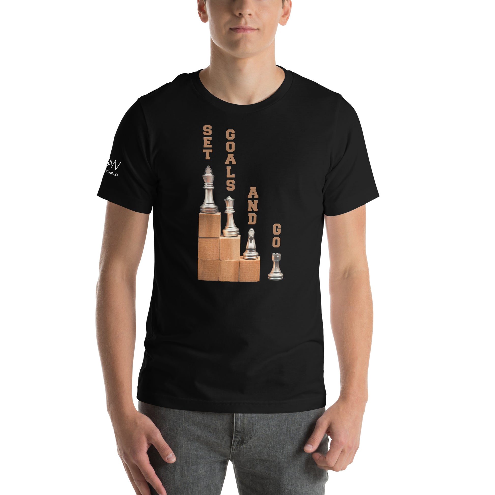 "Set Goals and Go" Men's Motivational Black T-Shirt