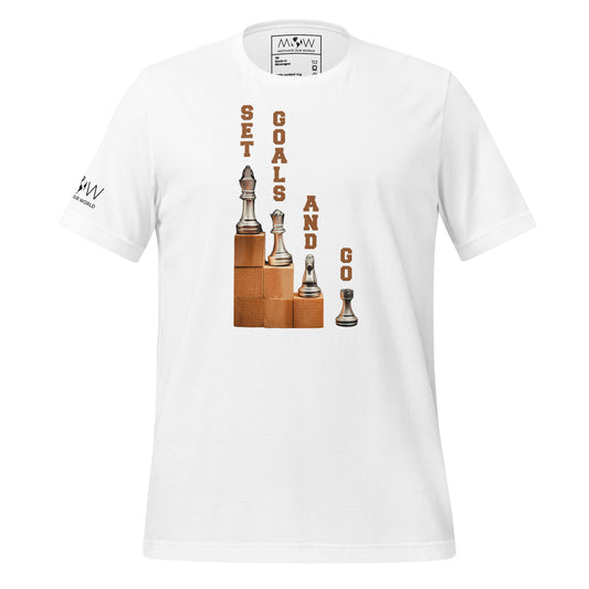 "Set Goals and Go" Men's Motivational White T-Shirt