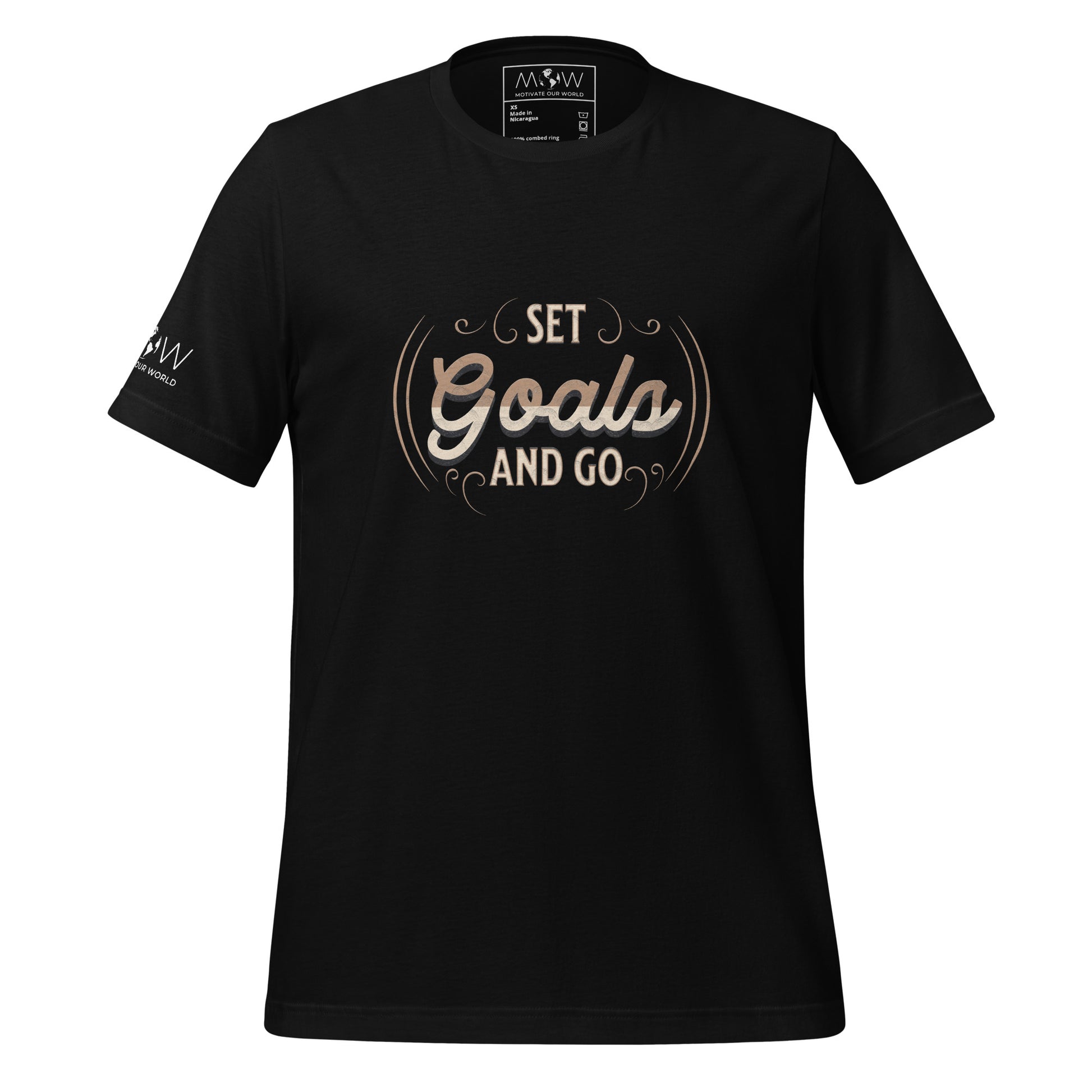 Set Goals and Go Men's Motivational Black T-Shirt