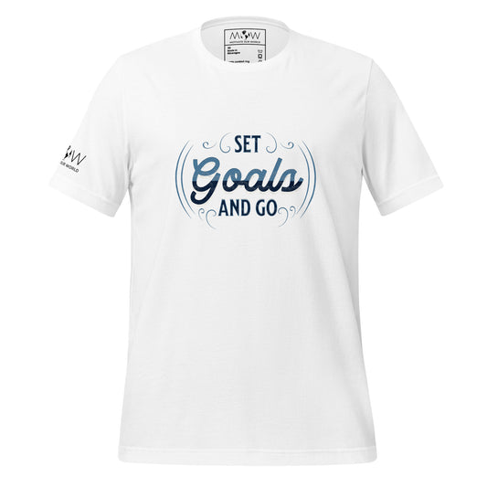 Set Goals and Go Men's Motivational White T-Shirt