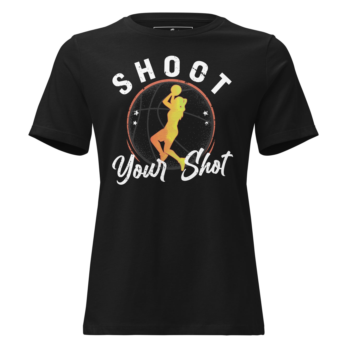 “Shoot Your Shot - Basketball” Black Motivational Women’s T-Shirt