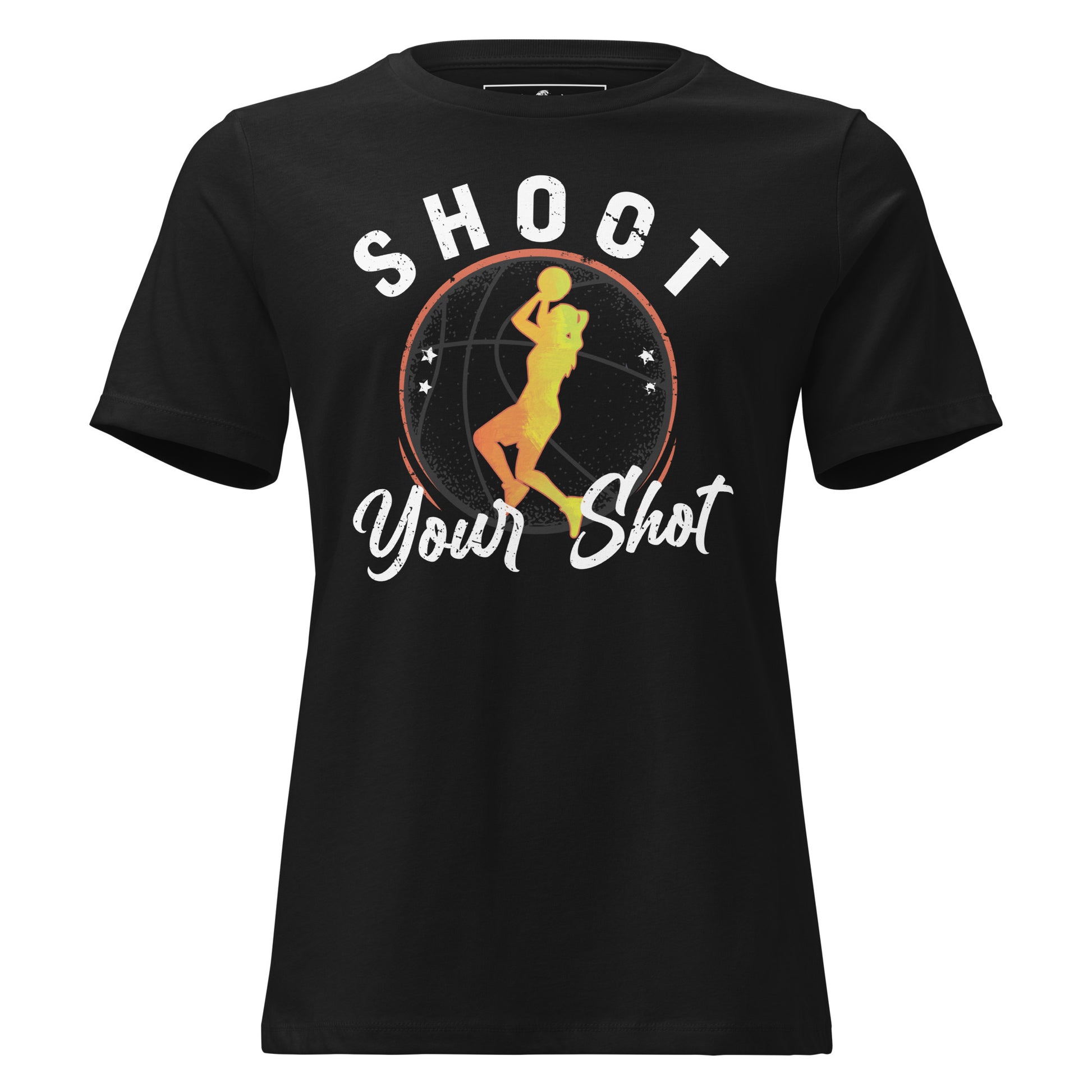 “Shoot Your Shot - Basketball” Black Motivational Women’s T-Shirt